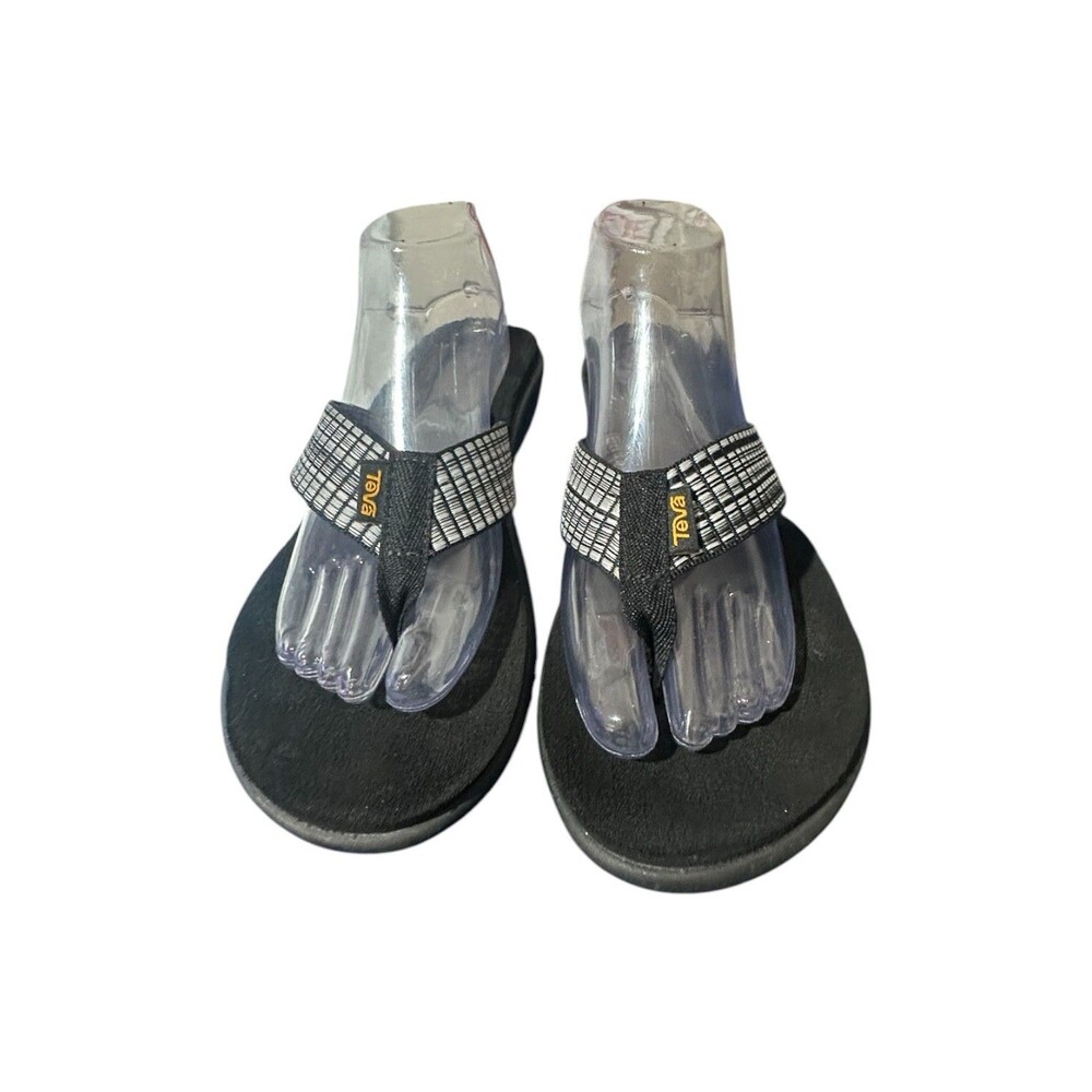 Teva Voya Wedge Thong Sandals Black And Gray 1019043 Size 10 Beach Summer Boho